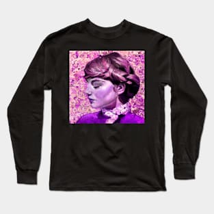 Movie star vintage rose print lady Long Sleeve T-Shirt